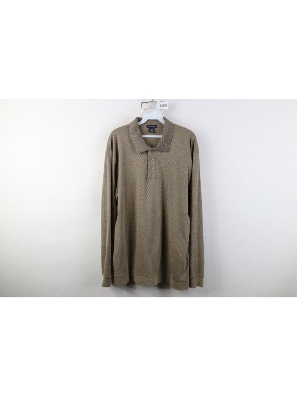Vintage 90s Y2K Streetwear Mens Large Geometric Knit Long Sleeve Golf Polo Shirt